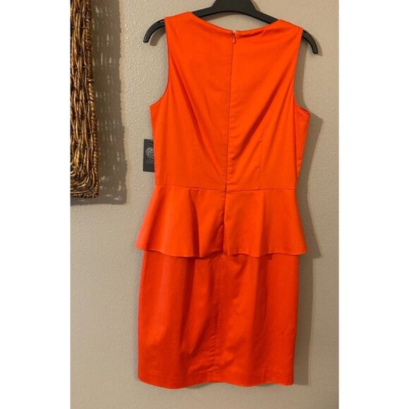 Vince Camuto Dress Red Orange 6 Peplum Stretch Cotton SYG Spicy NWT NEW - Picture 7 of 7